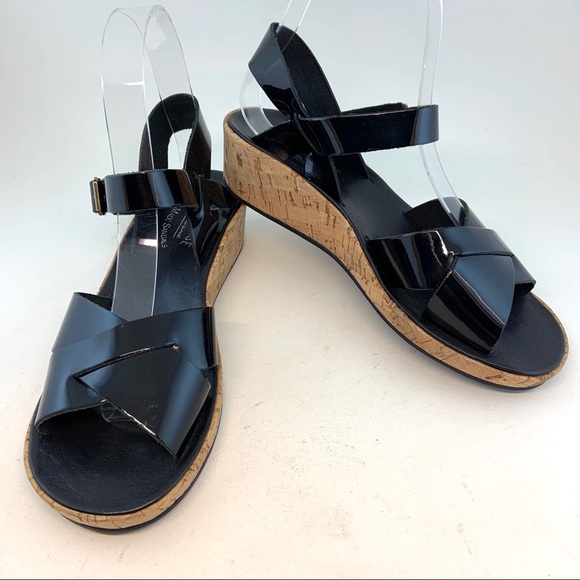 Kork-Ease Shoes - Kork-ease Black Patent Myrna Low Wedge Sandals 6